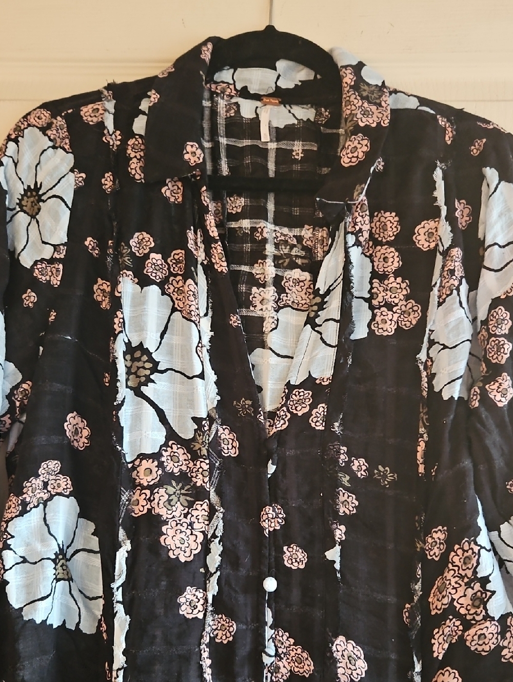 Boho Free People  Floral Slouchy Maxi Dress, Black size XL